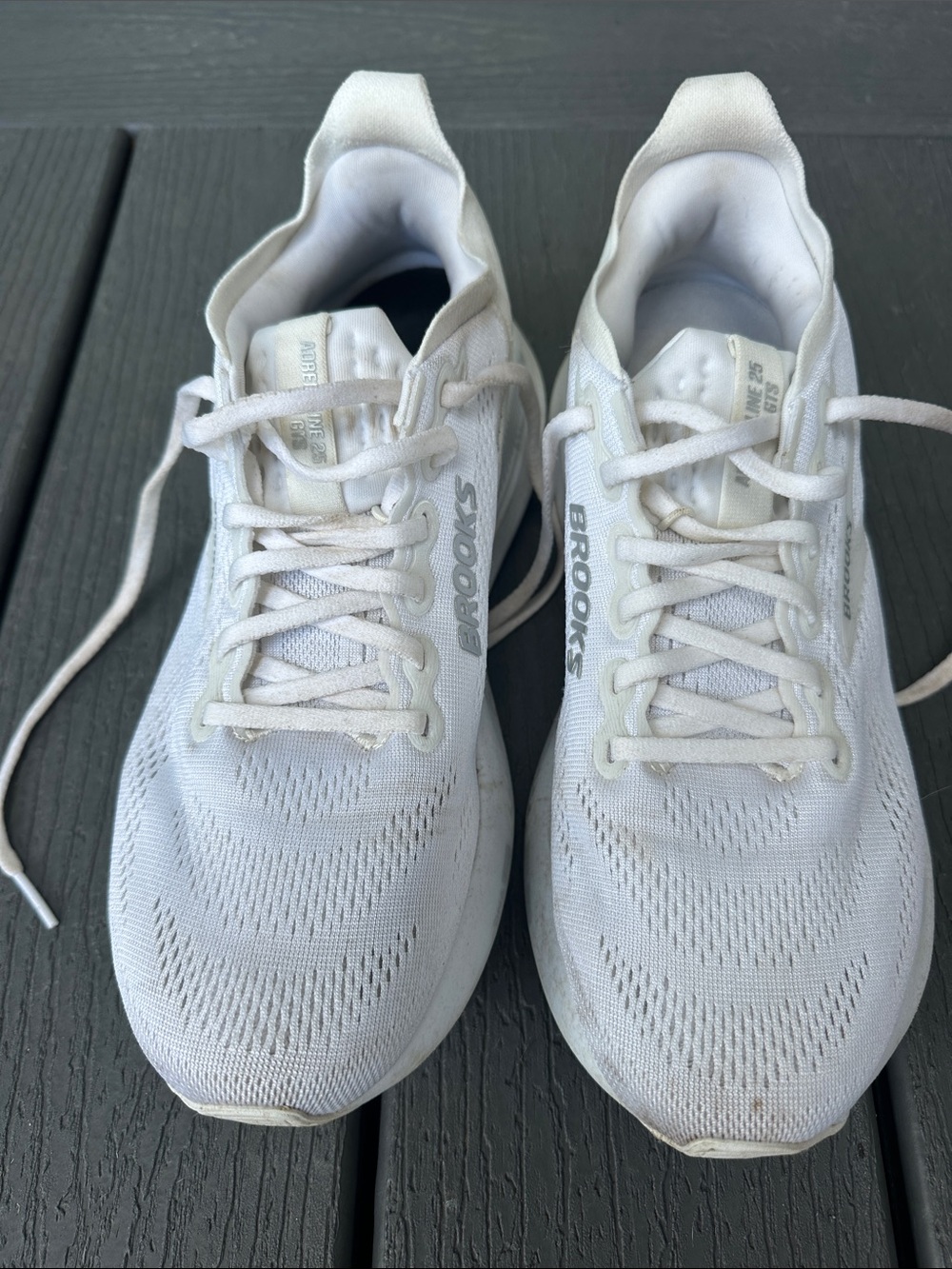 Brooks Adrenaline GTS 25  White Lace-Up Running Sneakers